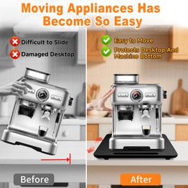 Bamboo Appliance Slider, Elegant Sliding Tray for Coffee Maker & Heavy Kitchen Appliances, Rolling Tray with Rubber Wheels, Countertop Mat Pad Slide Easily from Under The Cabinet (13"L × 16"W)