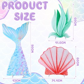Weysat 3 Pcs Christmas Ocean Decorations Large Sea Party Stand Under The Sea Party Decorations Set 23-35 Inch Baby Shower Mermaid Tail Shel Waterweed Cutouts Birthday Favor for Photo Booth Prop