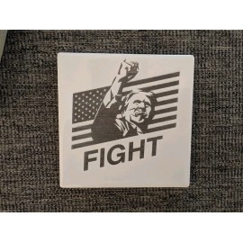 Trump “Fight” Coaster White Ceramic Set Of 4