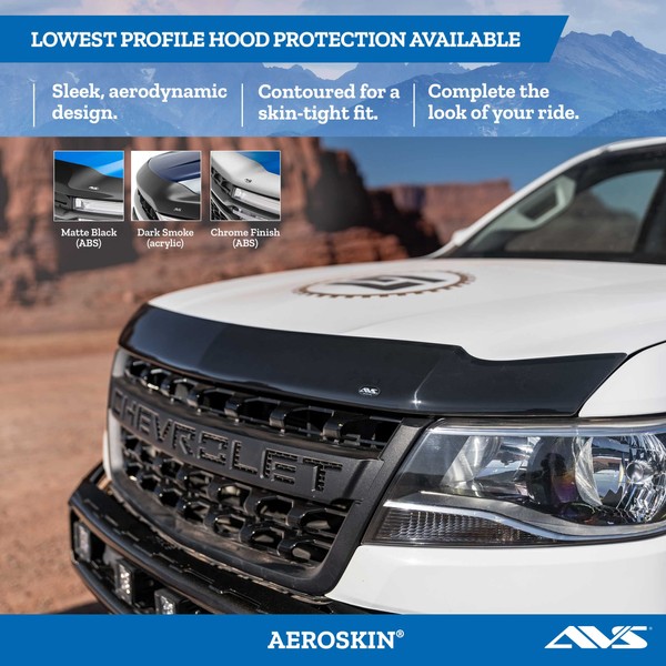 Auto Ventshade [AVS] Aeroskin Hood Protector | 2015 - 2019 Chevrolet Silverado 2500 HD/3500 HD (Excludes Induction System Hood), Low Profile/Flush - Matte Black | 377087