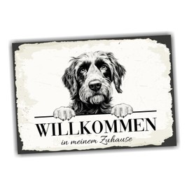 siviwonder Dog Sign Welcome Home Poodle Pointer Dog Sign Saying Door Sign Warning Sign Poodle Pointer Gift Idea Beautiful Saying Dog Motif Aluminium Weatherproof Dog Sign