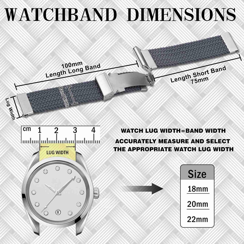 Anbeer Braided Nylon Watch Band, 0.7 inch (18 mm), 0.8