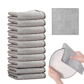 10 PCS Double Layer Wire Dishwashing Cloths, Multifunctional Non Scratch Steel Wire Clean Dishcloth, 20x20 cm Two Layer Reusable Metal Wire Washing Dishcloth Rag Towel for Kitchen Dish Sink Stove Top