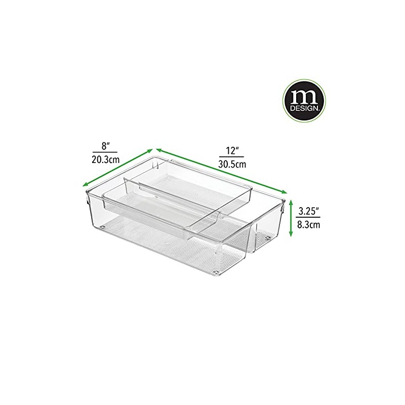 mDesign Plastic Stackable Kitchen Storage Drawer Organizer Bin with 2-Tier