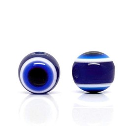 Pack of 100 Nazar Boncuk Boncugu 6/8/10 mm Round Evil Eye Beads, Evil Eye Beads, Turkish Lucky Charm, Party Favours Decoration Amulet Wall Decoration Baby Shower (10 mm)