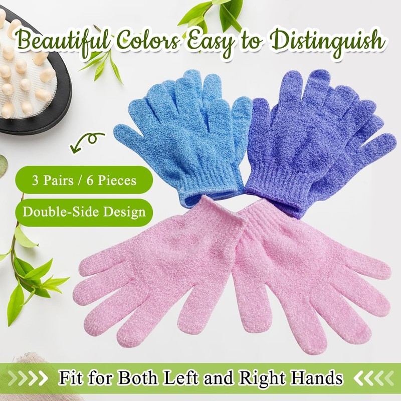 3 Paar Peelinghandschuh, Exfoliating Gloves Peeling-Duschhandschuhe Doppelseitig Körperhandschuh, Peeling Handschuhe