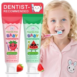 Children's Toothpaste without Fluoride, 60 g, Strawberry/Watermelon Flavour, Safe to Swallow, Gentle for Milk Teeth and Sensitive Teeth Meat, No Artificial Additives