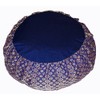 Meditation Cushion Zafu Pillow Buckwheat - Silk Brocade Blue