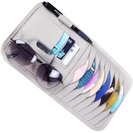 Organizador de Parasol para Coche de Piel PU, Soporte Multipropósito para 8 Cds y Gafas de Sol, Fácil de Instalar para Accesorios Interiores de Automóvil