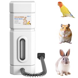 Salcod 22 oz Heated Rabbit Water Bottle for Cage, No-Drip Design, White
