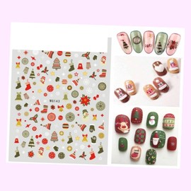 (Lot of 2 Sheets) Butterfly Nail Stickers Waterproof DIY Decal Pink Flower Type 143 Xmas for Nails Design Nail Art Stickers Decals Supplies Manicure Tips Sticker Colorful for Nail Decorations