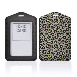 Passcase 011542 Pass Case, Commuter Card Holder, IC ID Card Holder, Black with Neck Strap, Employee ID Card Holder, For Commuting to School or Work, Leopard Pattern, Animal Pattern