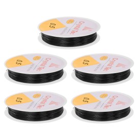 sourcing map 5pcs Elastic Beading Cord for Bracelet 0.5mm Stretchy String 36ft TPU Elastic String for Jewelry Making, Necklaces, Beading, Black