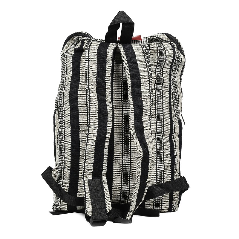Handwoven Nepalese Front Pocket Hippy Style Cotton Backpack (Black &