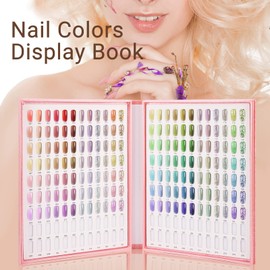 Segbeauty 216 Nail Colors Display Book, Nail Polish Organizer Colors Chart with 240 False Nails Tips, Professional DIY Fingernail Painting Stick Sample Card Practice Tool Salon Beauty Pink