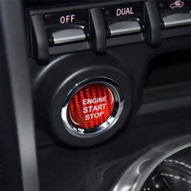 AIRSPEED Carbon Fiber Car Engine Start Button Sticker for Toyota 86 Corolla Avalon Crown Vios Rav4 C-HR Alphard Camry Highlander (Red)
