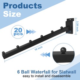 Expdst 20 Pack 6 Ball Waterfall for Slatwall, 16 Inch Slat Wall Hanging Hooks Slat Wall Accessories for Clothing Retail Garage Shop Display