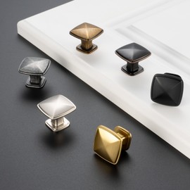 BEROSSA Oil Rubbed Bronze Kitchen Cabinet Knobs Bronze Drawer Knobs, 10 Pack 1-1/4 Inch, 1990 Square Single Hole Cabinet Pulls for Kitchen Cabinets Drawers Bedroom Dresser Cupboard Bathroom Vanity