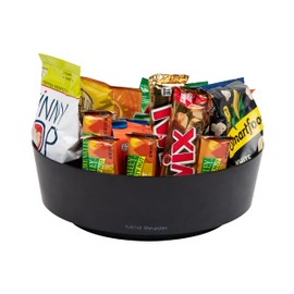 Mind Reader Snack Carousel, Countertop Organizer, Snack Tray, Condiment Holder, Breakroom, Kitchen, 12"L x 12"W x 4"H, Black