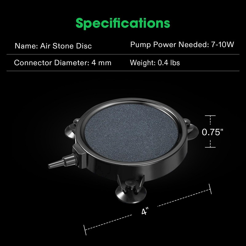 VIVOSUN Air Stone Disc 4 in with Shell and Sucker