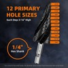 Step Drill Bit for Metal, 3/16" - 7/8"(12 Step Size),