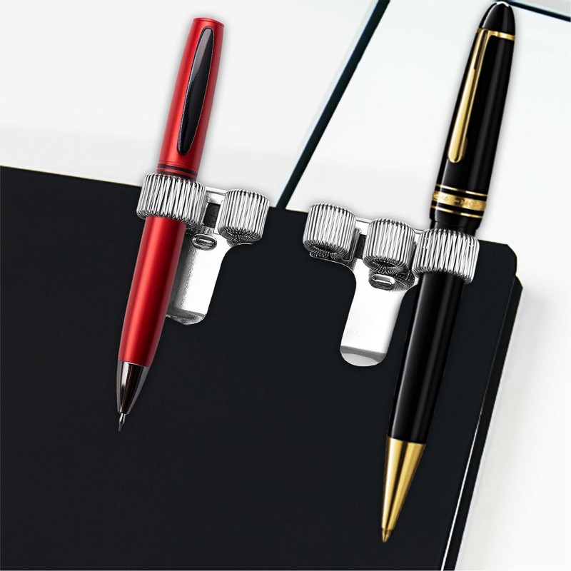 Janrax Double Hole Metal Pen Holder With Pocket Clip -