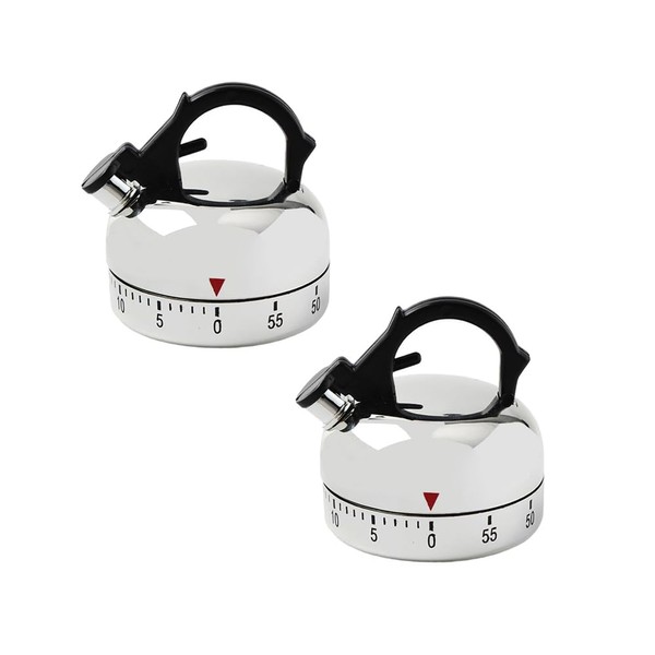 NOIAFZY 2Pcs Kitchen Timer Kettle Shape 60 Minutes Mechanical Timer