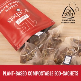 Two Leaves and a Bud Organic African Sunset - 15 Naked Tea Sachets, Naturally Caffeine Free, Whole Leaf Rooibos Herbal Tea in Eco-Friendly Unwrapped Compostable Sachets, Resealable Bag, 15 Count (Pack of 1)