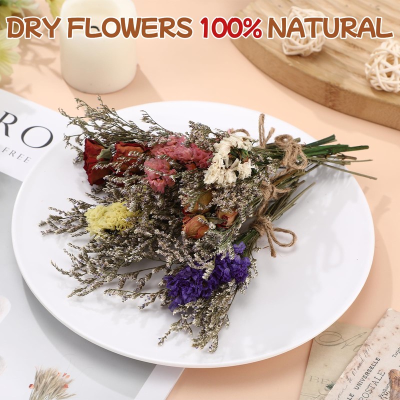 WGXX 12/24 Pack Dried Flowers for Vase Various Mini Bouquet