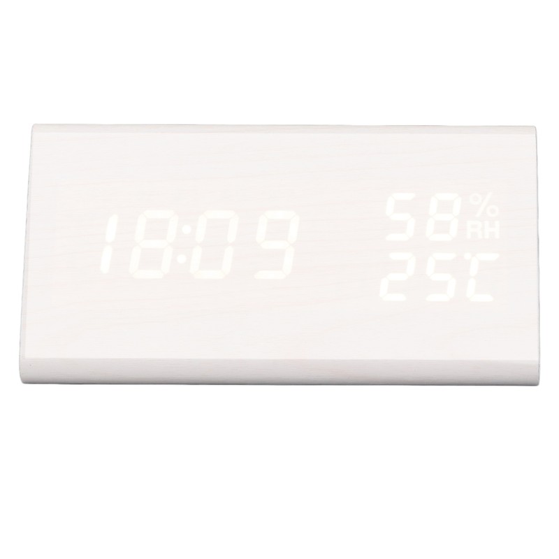 LED Digital Alarm Clock Multipurpose Wooden Clock with Voice Control