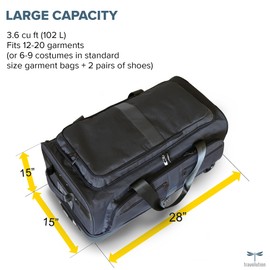 Travolution Dance Bag with Garment Rack, 28 Inch Rolling Duffel With Wheels, Ideal for Competitions & Travel, Easy-assembly Lightweight Aluminum Clothes Rack, Drop-Bottom Luggage, Black/Gray