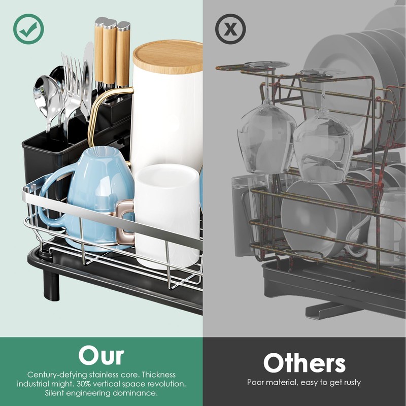 MOUKABAL Dish Drying Rack - Stainless Steel Dish Rack, Dish