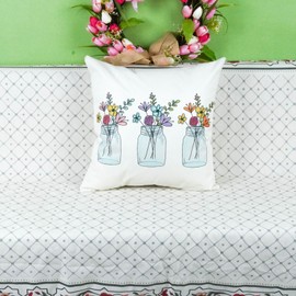 ONWAY Spring Farmhouse Throw Pillow Cover 20x20 Floral Bloom Vase Pillowcase Flowers Spring Summer Patio Decirations Cushion Case for Sofa Couch Home Bed