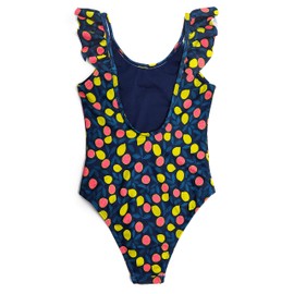 SHEKINI Girls' One Piece Swimsuits Cute Ruffle Bikini Printed Adjustable Girls One Piece Swimwear for 6-14 Years, girl grapefruit print
