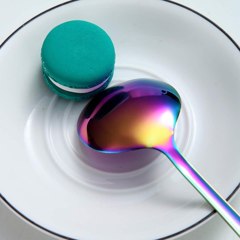 Rainbow Soup Spoon of 12, Berglander 7.5" Stainless Steel Titanium