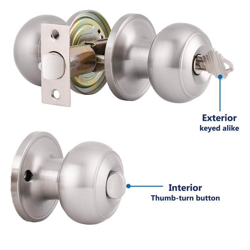 Gobrico 6 Keyed Alike Round Ball Entrance Door Lock Knob