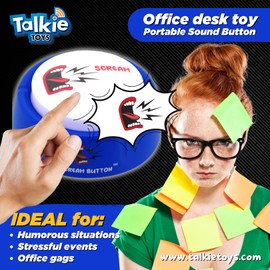 Talkie Toys Products The Scream Button - Man and Woman Voice Screams Talking Button - Funny Talking Button, Stress Relief Talking Toy and More