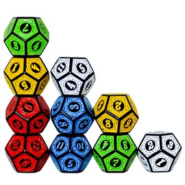 SmartDealsPro 10-Pack Six Sides D6 12 Sided D12 Dice Die for DND Dungeons and Dragons MTG PRG Wow Table Game Math Teaching (D12, Mix Colors)