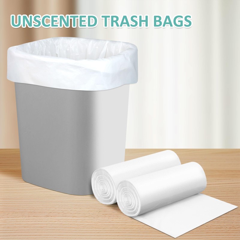 110 Count-Small Garbage Bags,Bathroom Garbage Bags, 15L White Garbage Bags