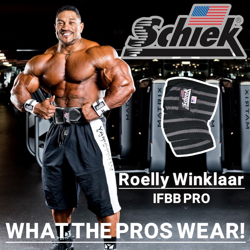 Schiek Sports Blackout Cotton Elastic Hook & Loop Knee Wraps