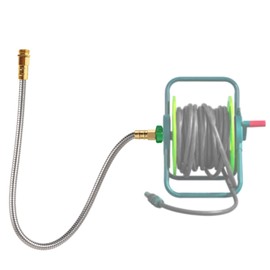 3FT Short Garden Hose with Female to Male Metal Connector,3 Feet Flexible Leader Hose for Hose Reel,Heavy Duty 304 Stainless Steel Connector Hose