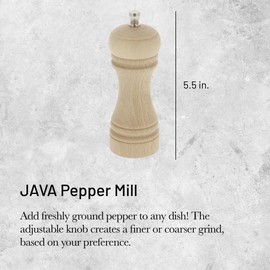 de Buyer JAVA Pepper Mill, Natural - 5.5” - Stainless Steel & Beechwood - Includes Knob to Adjust Grind Size - Corrosion Resistant - Made in France