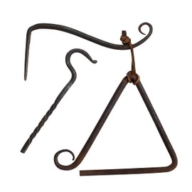 Artisan Owl Cast Iron Triangle Dinner Bell with Striker, Leather Strap & Hanging Bracket - Rustic Home Decor Accent, Decorative for Entryway, Kitchen, Garden, or Patio