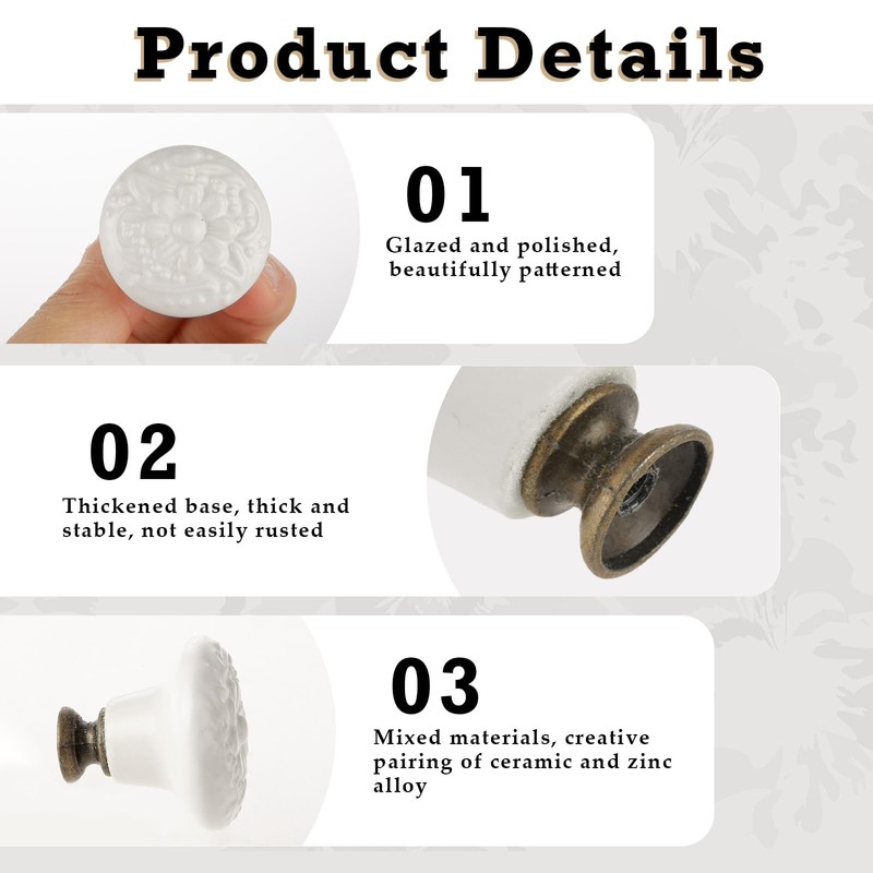 Aster Pack of 4 Furniture Knobs, Cupboard Knobs, Vintage with