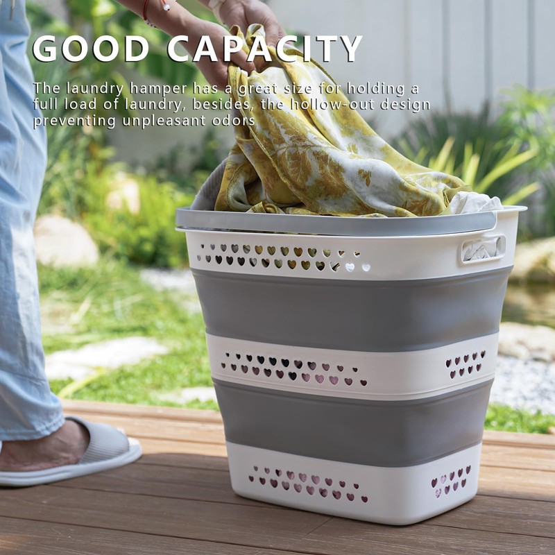 KBBYT Large Collapsible Laundry Baskets for Dirty Clothes, Plastic Laundry