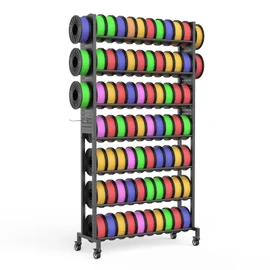 TONGMO 3D Printer Filament Rack with Wheels - 7-Tier Large Capacity Pegboard Organizer, Mobile Storage System for 3D Printing Filaments Studio Office Organization (7-Tier)