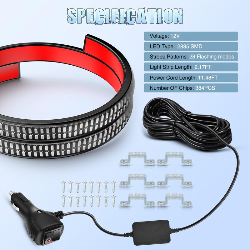 Nilight 2PCS 24 inch Truck Grille Strobe Lights Strip 384