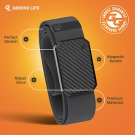 Groove Life Groove Belt Carbon Fiber/Deep Stone - Men's Stretch Nylon Belt with Magnetic Aluminum Buckle, Lifetime Coverage - Large (37-40")