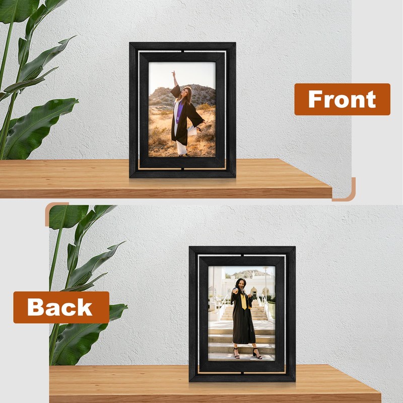 Egofine 2 Pack 4x6 Rotating Floating Picture Frames,Double-Sided Display with