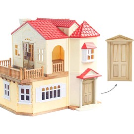 AUEAR, 1:12 Miniature Furniture Unpaint Wooden Doors for DIY Scene Home Craft (4 Panel)